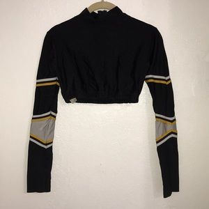 Mock midriff long sleeve crop top